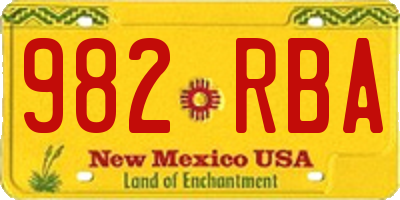 NM license plate 982RBA