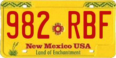 NM license plate 982RBF
