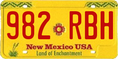 NM license plate 982RBH