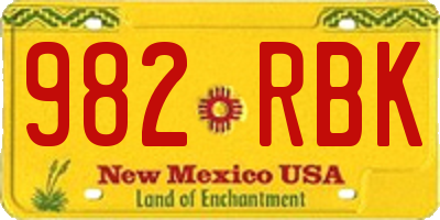 NM license plate 982RBK