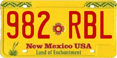 NM license plate 982RBL