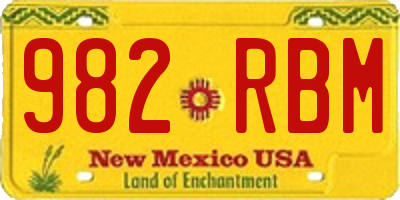 NM license plate 982RBM