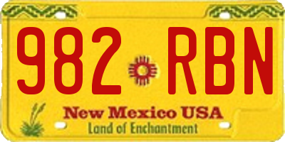 NM license plate 982RBN