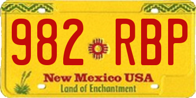 NM license plate 982RBP