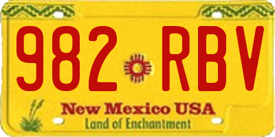 NM license plate 982RBV