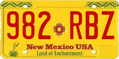 NM license plate 982RBZ