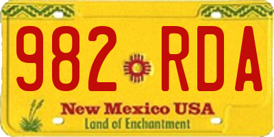 NM license plate 982RDA