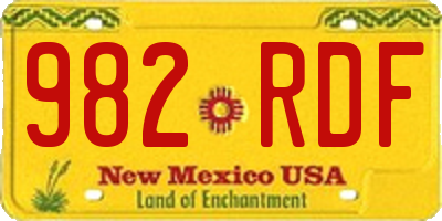 NM license plate 982RDF