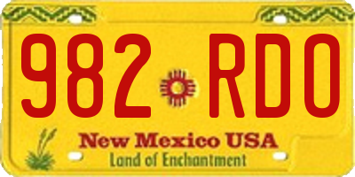 NM license plate 982RDO