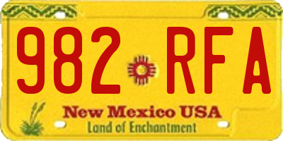 NM license plate 982RFA