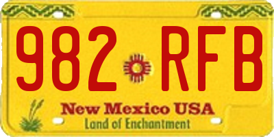 NM license plate 982RFB