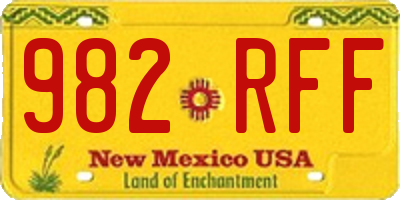 NM license plate 982RFF