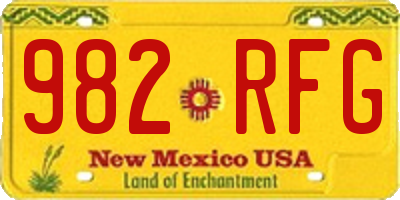 NM license plate 982RFG