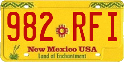 NM license plate 982RFI