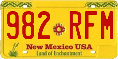 NM license plate 982RFM