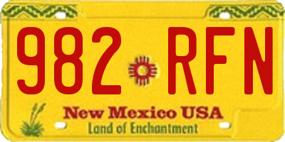 NM license plate 982RFN