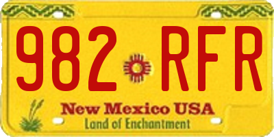 NM license plate 982RFR