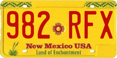 NM license plate 982RFX