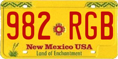NM license plate 982RGB