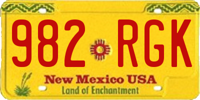 NM license plate 982RGK