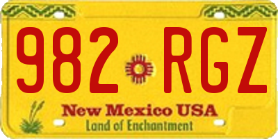 NM license plate 982RGZ