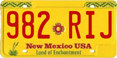 NM license plate 982RIJ