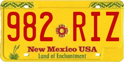 NM license plate 982RIZ