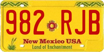NM license plate 982RJB