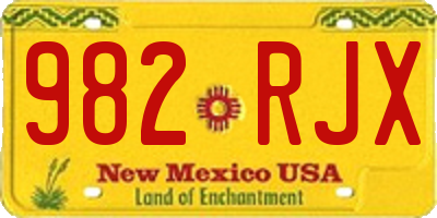 NM license plate 982RJX