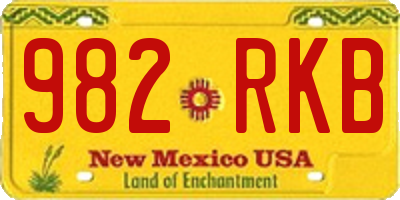 NM license plate 982RKB
