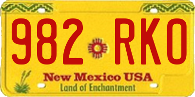 NM license plate 982RKO