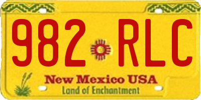 NM license plate 982RLC
