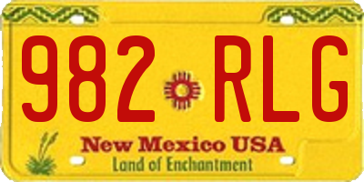 NM license plate 982RLG
