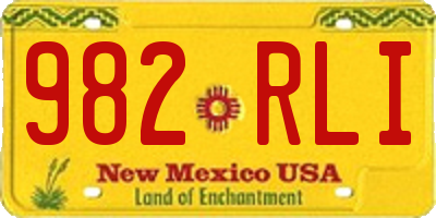 NM license plate 982RLI