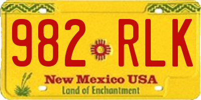 NM license plate 982RLK