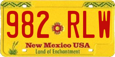 NM license plate 982RLW