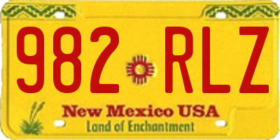 NM license plate 982RLZ