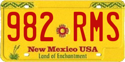 NM license plate 982RMS