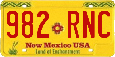 NM license plate 982RNC