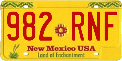 NM license plate 982RNF