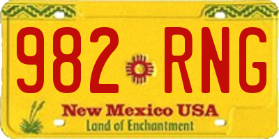 NM license plate 982RNG