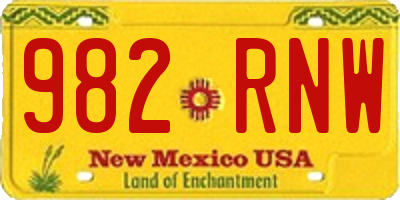 NM license plate 982RNW