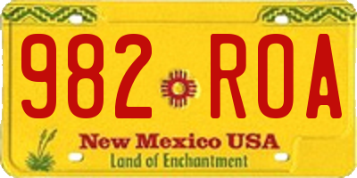 NM license plate 982ROA