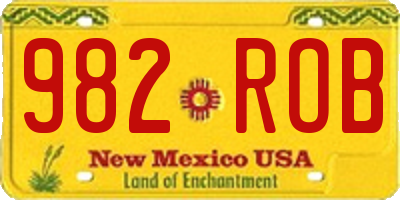 NM license plate 982ROB