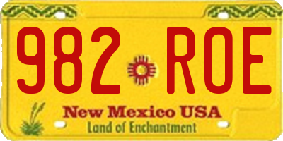 NM license plate 982ROE