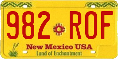 NM license plate 982ROF