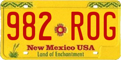 NM license plate 982ROG