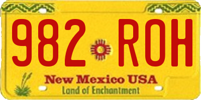 NM license plate 982ROH