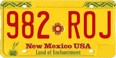 NM license plate 982ROJ