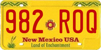 NM license plate 982ROQ